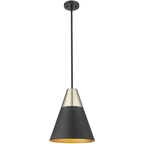 Annos 1 Light 12 inch Matte Black/Modern Gold Indoor Pendant Ceiling Light